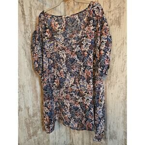 Maurice’s Women’s XXL Navy Blue Abstract Floral Lightweight Blouse